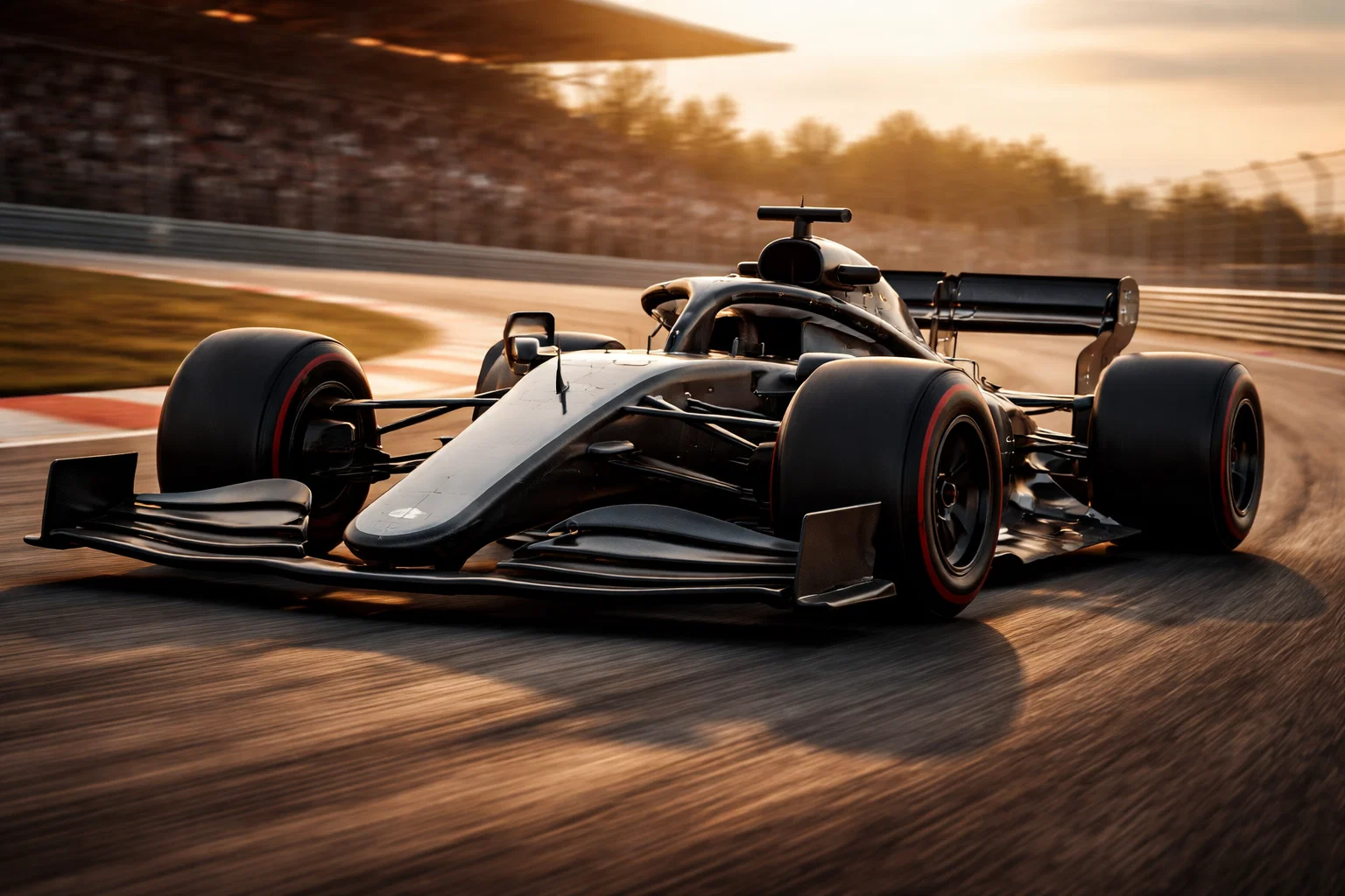 Monoplace de Formule 1 en pleine course sur circuit