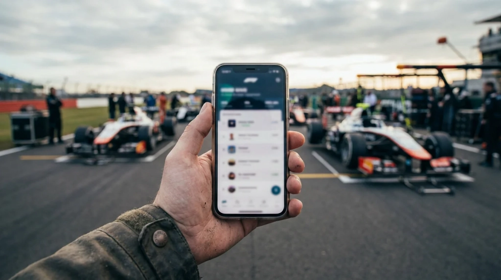 Current image: Écran de smartphone affichant des cotes de paris lors d'un Grand Prix de F1