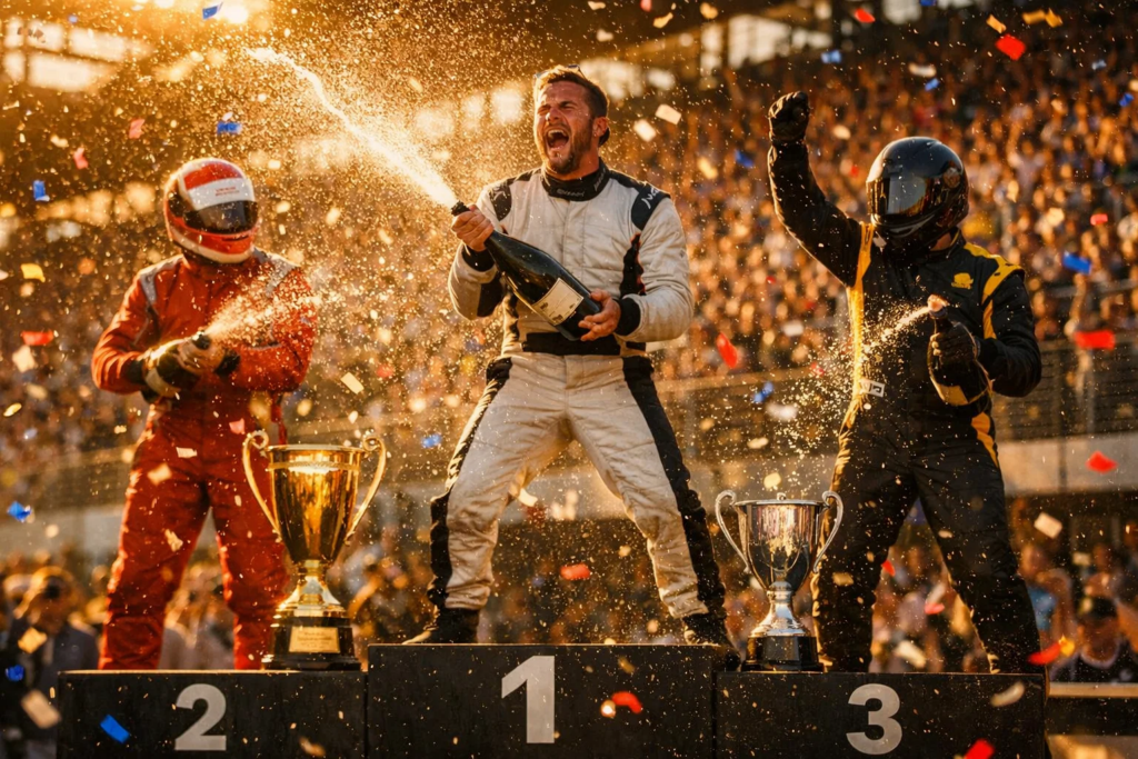 Ingénieur analysant des données de télémétrie F1 sur plusieurs écrans dans le paddock